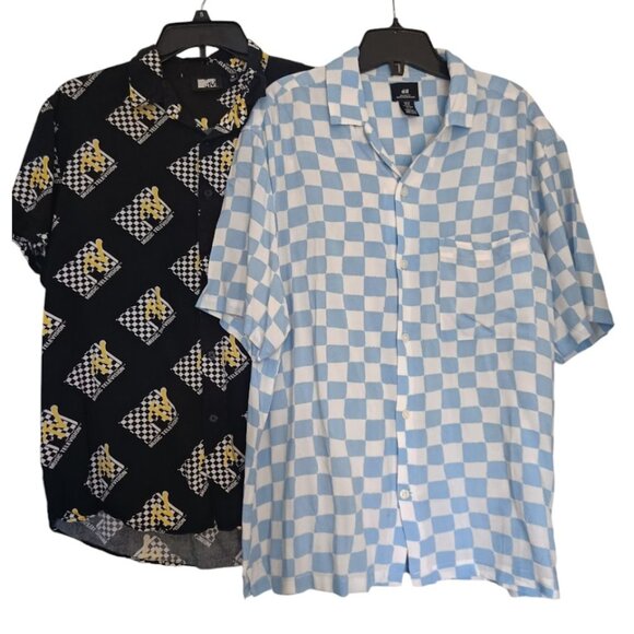 M👔 Relaxed Fit Button Up Lot of 2 Shirts Short Sleeves Streetwear - Picture 2 of 12